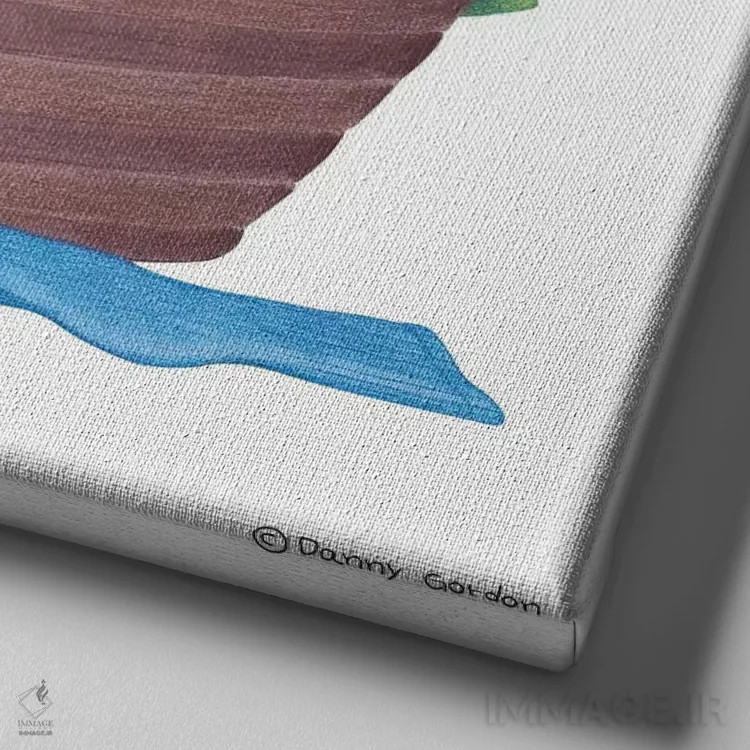 تابلو بیگل در سبد لباس اثر دنی گوردون - نمای نزدیک بافت بوم