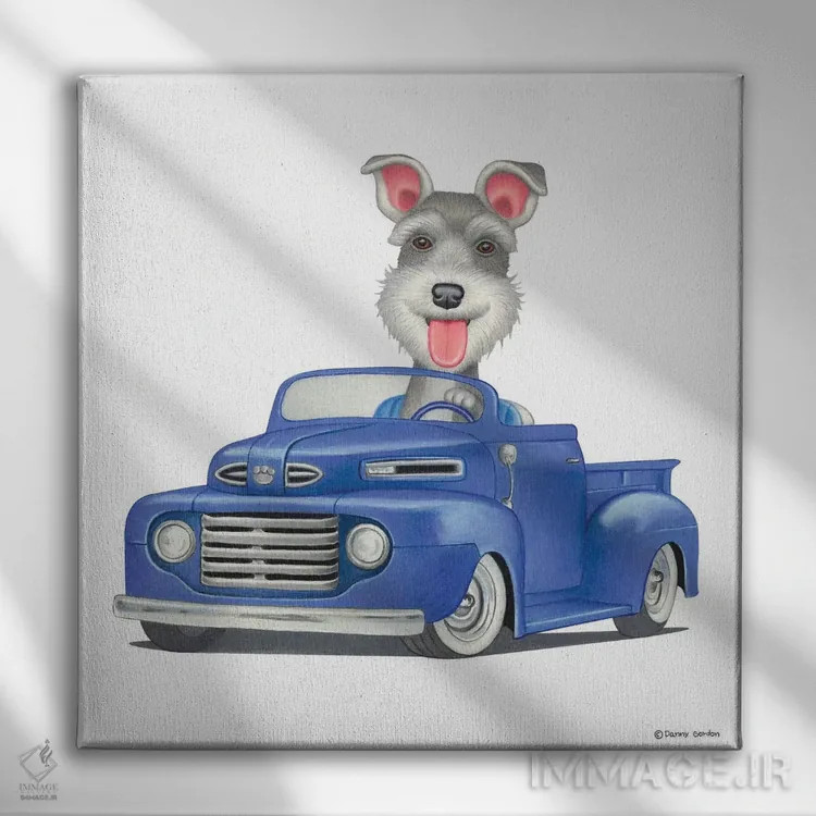 تابلو شناوزر روی کامیون آبی اثر دنی گوردون - نمای روبهرو روی دیوار