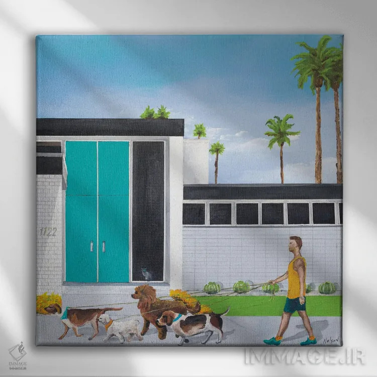 تابلو گردشدهندهٔ سگ اثر دن نلسون - نمای روبهرو روی دیوار