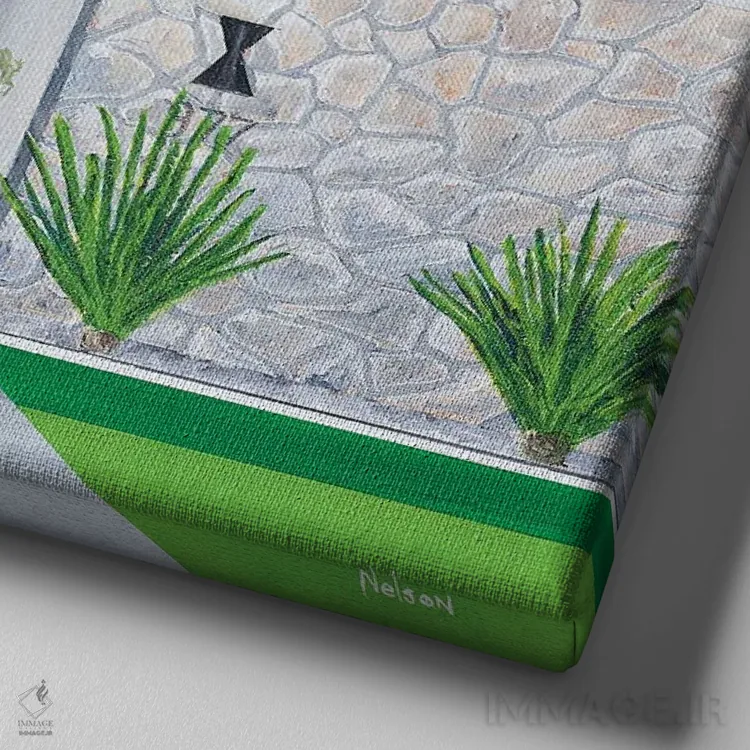 تابلو بیل و پسرها اثر دن نلسون - نمای نزدیک بافت بوم