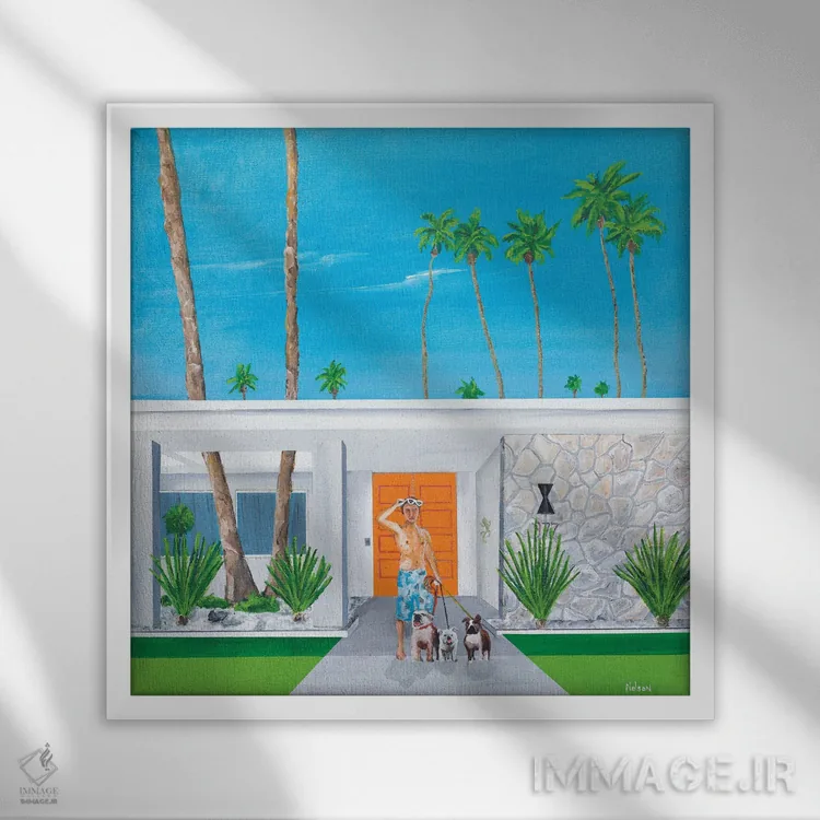 تابلو بیل و پسرها اثر دن نلسون - نمای قابدار سفید