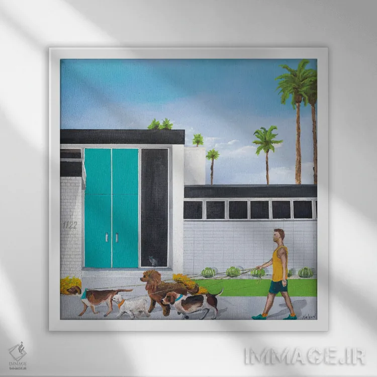 تابلو گردشدهندهٔ سگ اثر دن نلسون - نمای قابدار سفید