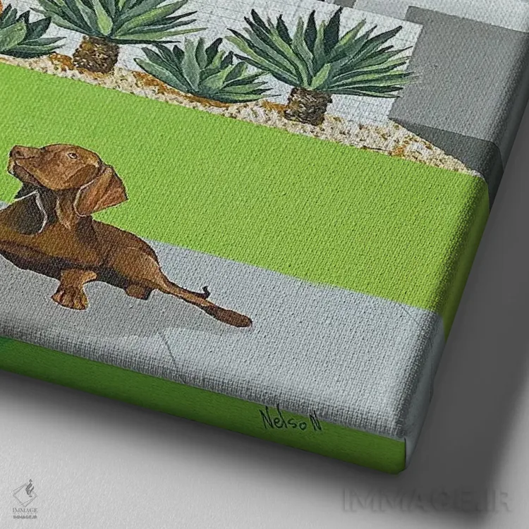 تابلو لبخند اثر دن نلسون - نمای نزدیک بافت بوم