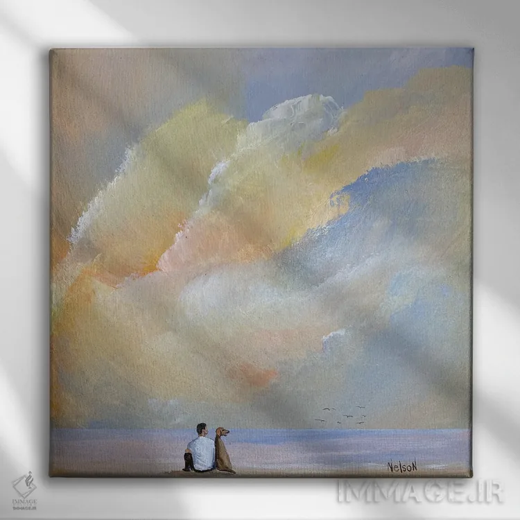 تابلو تماشای ابرها اثر دن نلسون - نمای روبهرو روی دیوار