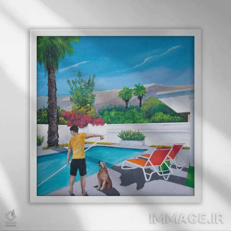 تابلو پسر استخر اثر دن نلسون - نمای قابدار سفید