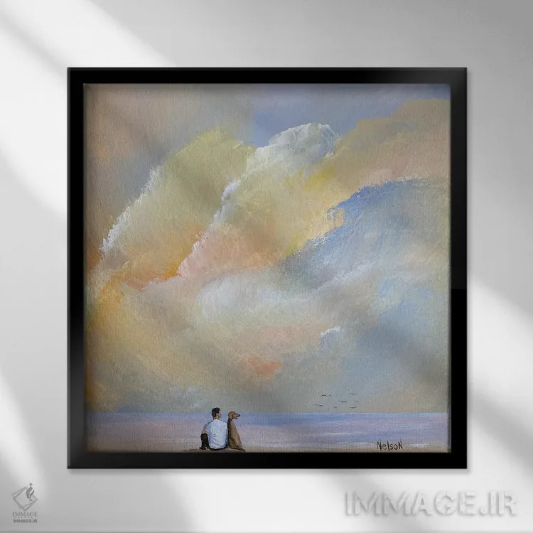 تابلو تماشای ابرها اثر دن نلسون - نمای قابدار مشکی