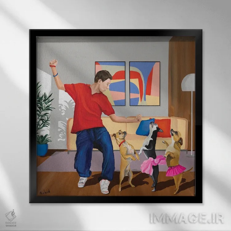 تابلو رقص در سایه اثر دن نلسون - نمای قابدار مشکی