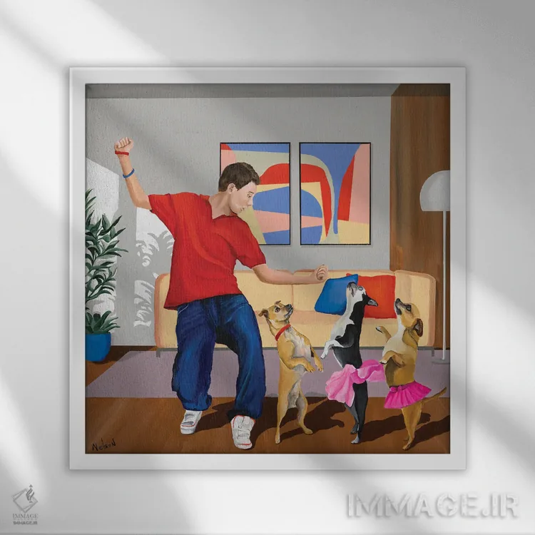 تابلو رقص در سایه اثر دن نلسون - نمای قابدار سفید