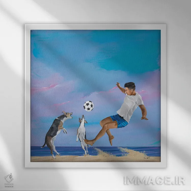 تابلو پسران فوتبال اثر دن نلسون - نمای قابدار سفید