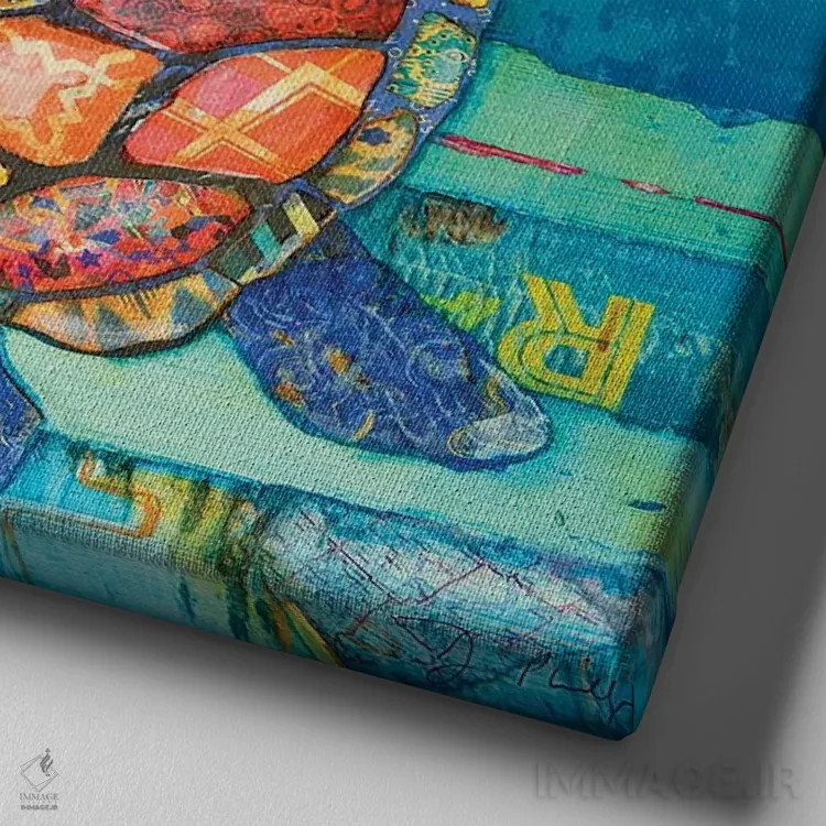 تابلو هونوی (لاکپشت دریایی هاوایی) اثر دنی فیلیپس - نمای نزدیک بافت بوم