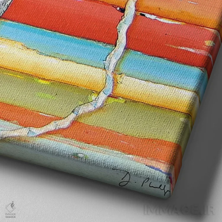 تابلو نوار ترکیبی (میاننواری موسیقی) اثر دنی فیلیپس - نمای نزدیک بافت بوم