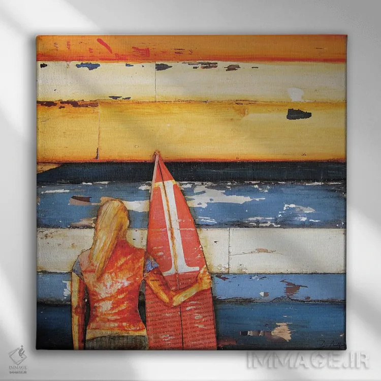 تابلو روزهای تابستان دههٔ ۱۹۸۰ اثر دنی فیلیپس - نمای روبهرو روی دیوار