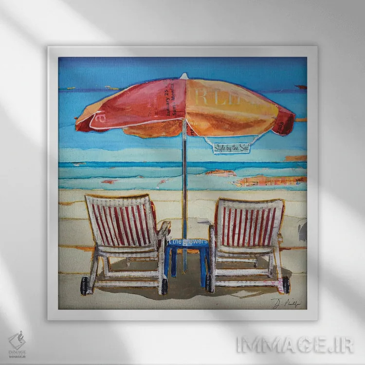 تابلو مد در کنار دریا اثر دنی فیلیپس - نمای قابدار سفید
