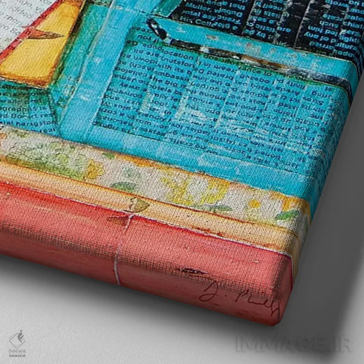 تابلو جوان، آفتاب و شادی اثر دنی فیلیپس - نمای نزدیک بافت بوم