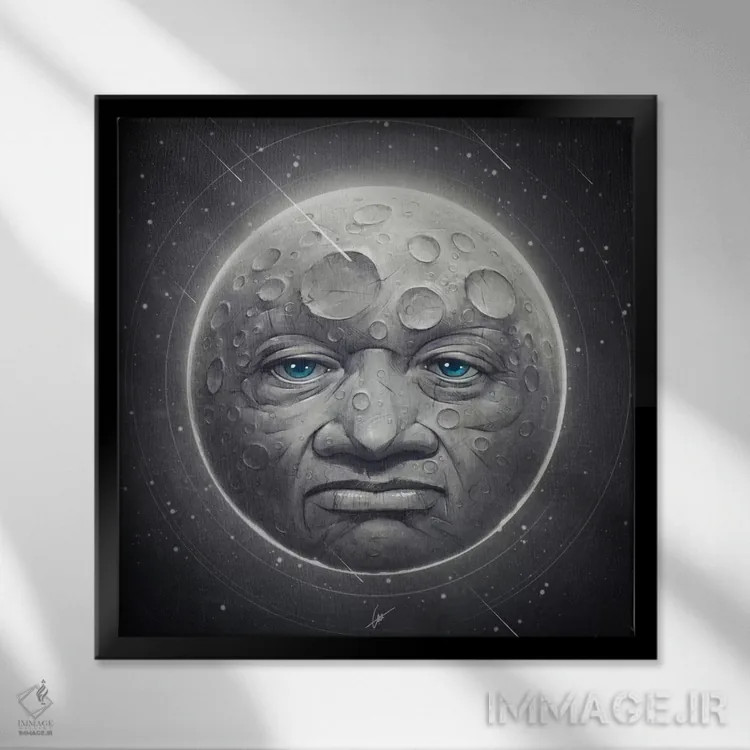 تابلو ماه اثر دکتر لوکاس برژاک - نمای قابدار مشکی
