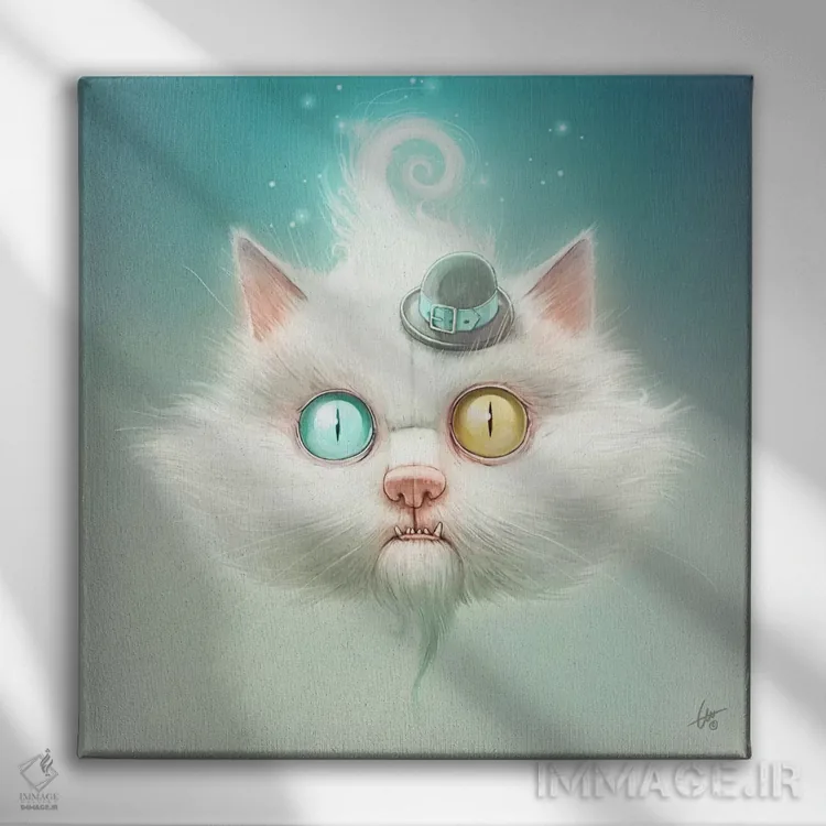 تابلو گربه عجیب اثر دکتر لوکاس برژاک - نمای روبهرو روی دیوار