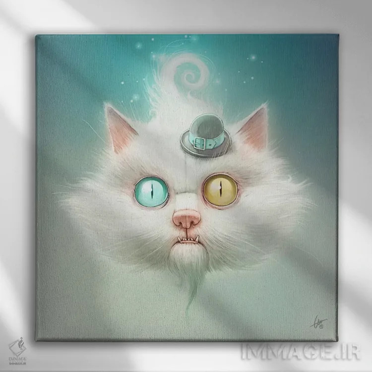 تابلو گربه عجیب اثر دکتر لوکاس برژاک - نمای روبهرو روی دیوار