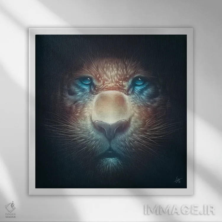 تابلو ببر قرمز اثر دکتر لوکاس برژاک - نمای قابدار سفید