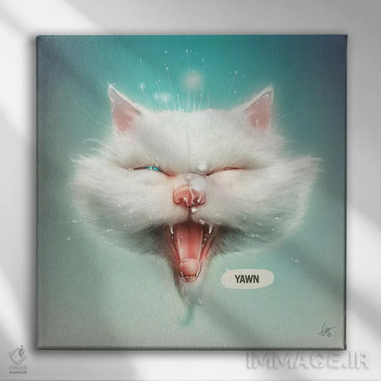 تابلو گربه آبی اثر دکتر لوکاس برژاک - نمای روبهرو روی دیوار