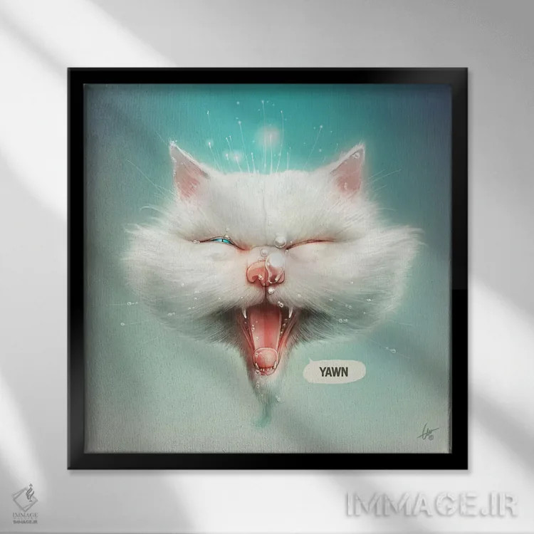 تابلو گربه آبی اثر دکتر لوکاس برژاک - نمای قابدار مشکی