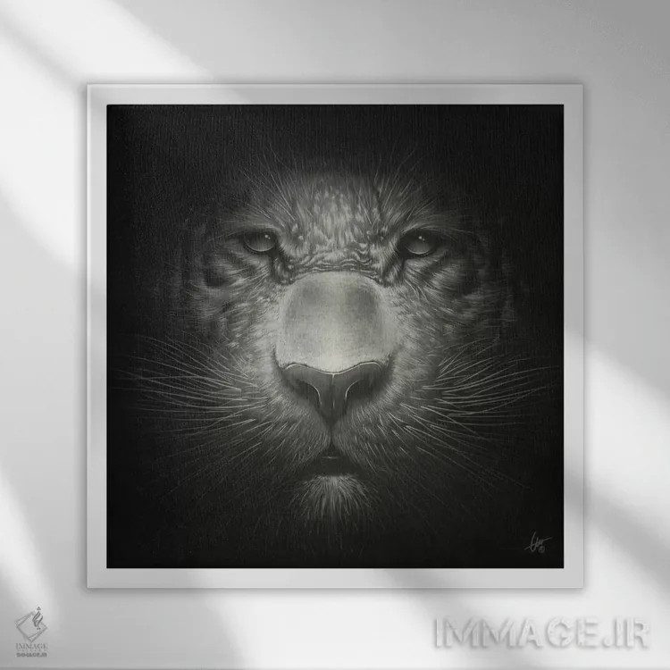 تابلو ببر اثر دکتر لوکاس برژاک - نمای قابدار سفید