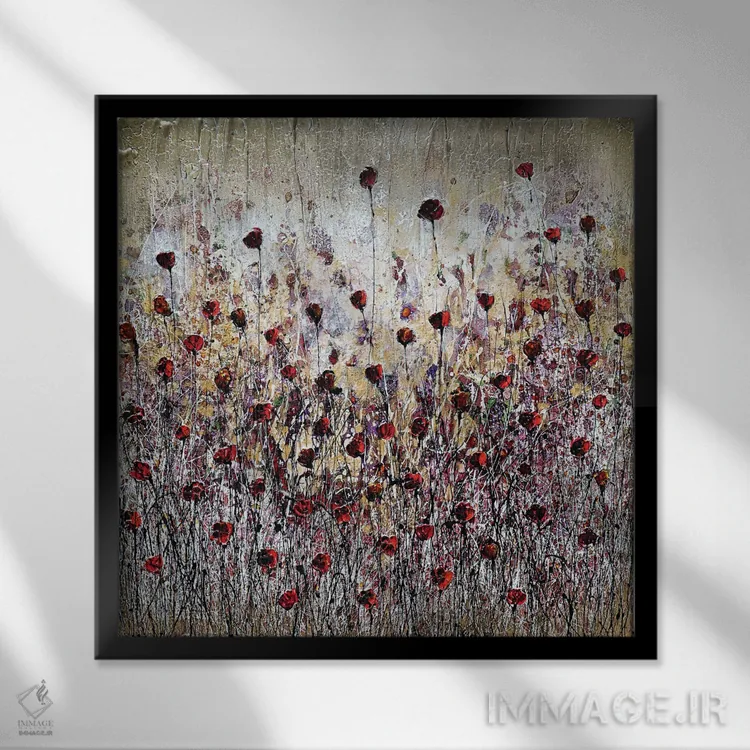 تابلو شقایقهای ارزشمند اثر دوناتلا مارائونی - نمای قابدار مشکی