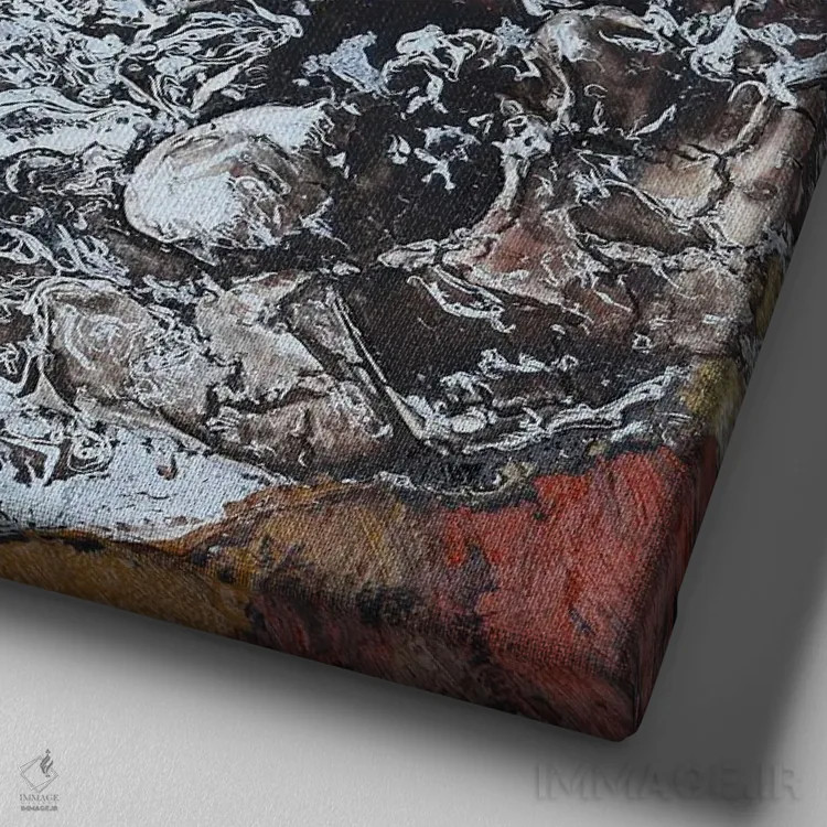 تابلو نمایش باید ادامه یابد اثر دوناتلا مارائونی - نمای نزدیک بافت بوم