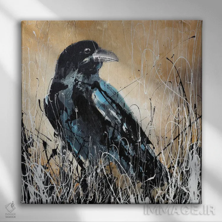 تابلو کلاغ (پرنده) اثر دوناتلا مارائونی - نمای روبهرو روی دیوار