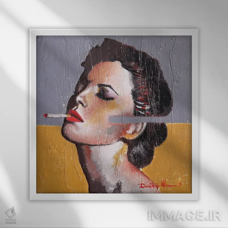 تابلو تنها دود میکشم اثر دوناتلا مارائونی - نمای قابدار سفید