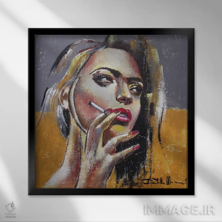 تابلو تنها دود میکشم ۲ اثر دوناتلا مارائونی - نمای قابدار مشکی