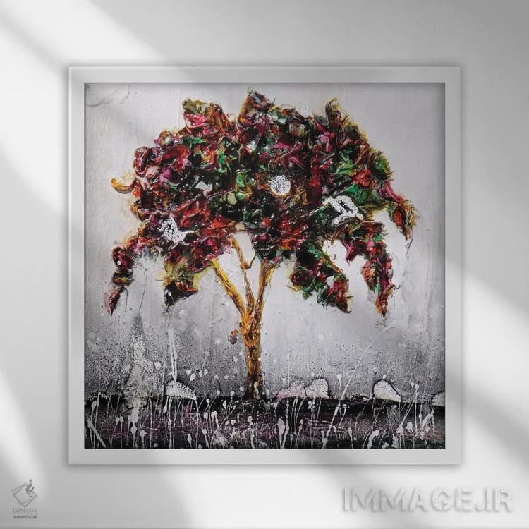 تابلو درخت قرمز دوستداشتنی اثر دوناتلا مارائونی - نمای قابدار سفید