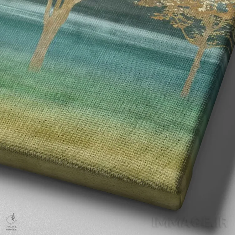 تابلو افقهای آبی II اثر کریس دونوان - نمای نزدیک بافت بوم