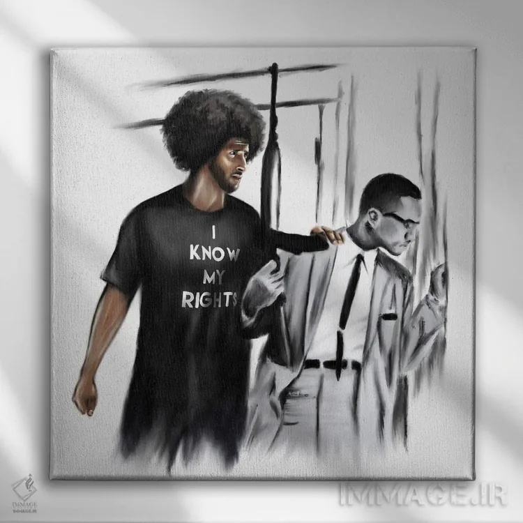 تابلو من حقوق خود را میدانم اثر هنر اندرو - نمای روبهرو روی دیوار