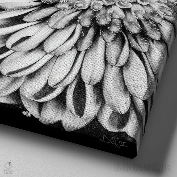 تابلو عشق سیاه و سفید II اثر دانی کوئلن - نمای نزدیک بافت بوم