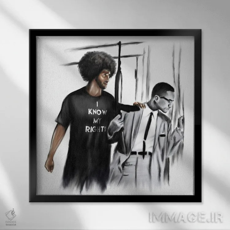 تابلو من حقوق خود را میدانم اثر هنر اندرو - نمای قابدار مشکی