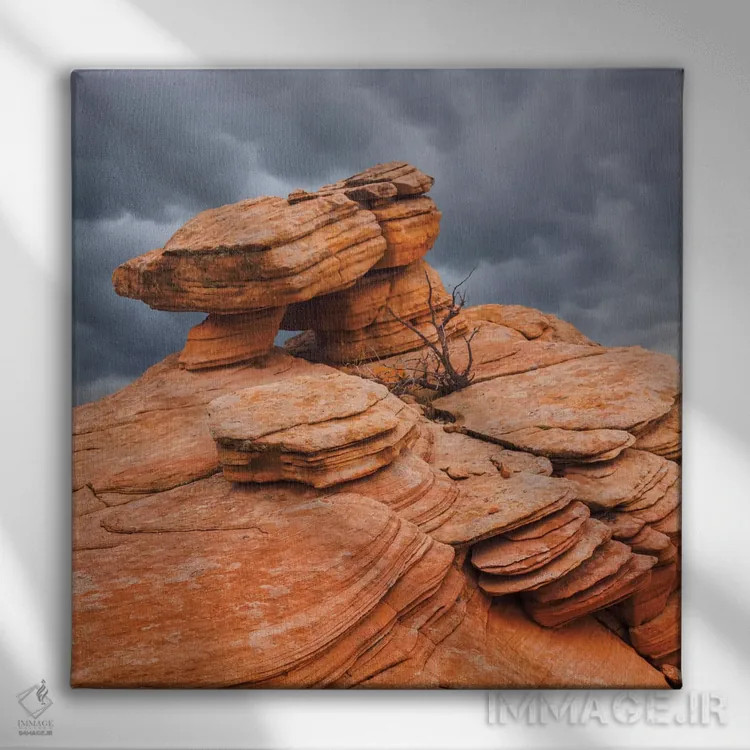 تابلو تشکلهای ماسهسنگ، یانت فلت، یوتا، آمریکا اثر دان پاولسون - نمای روبهرو روی دیوار