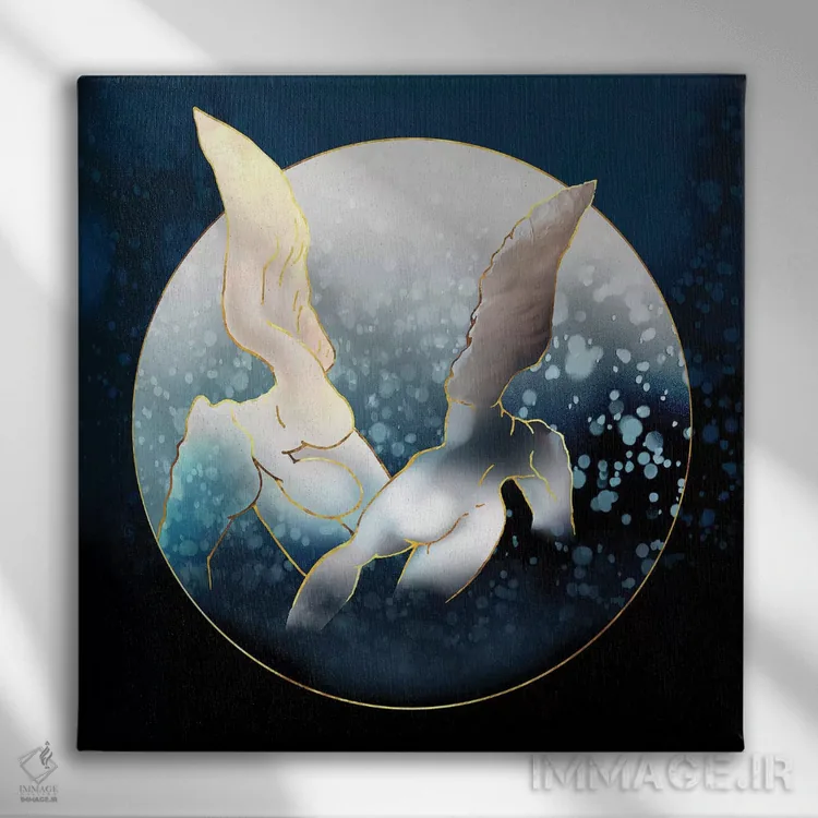 تابلو فرشتگان صعودکننده دوم اثر دافنه هوراِو - نمای روبهرو روی دیوار