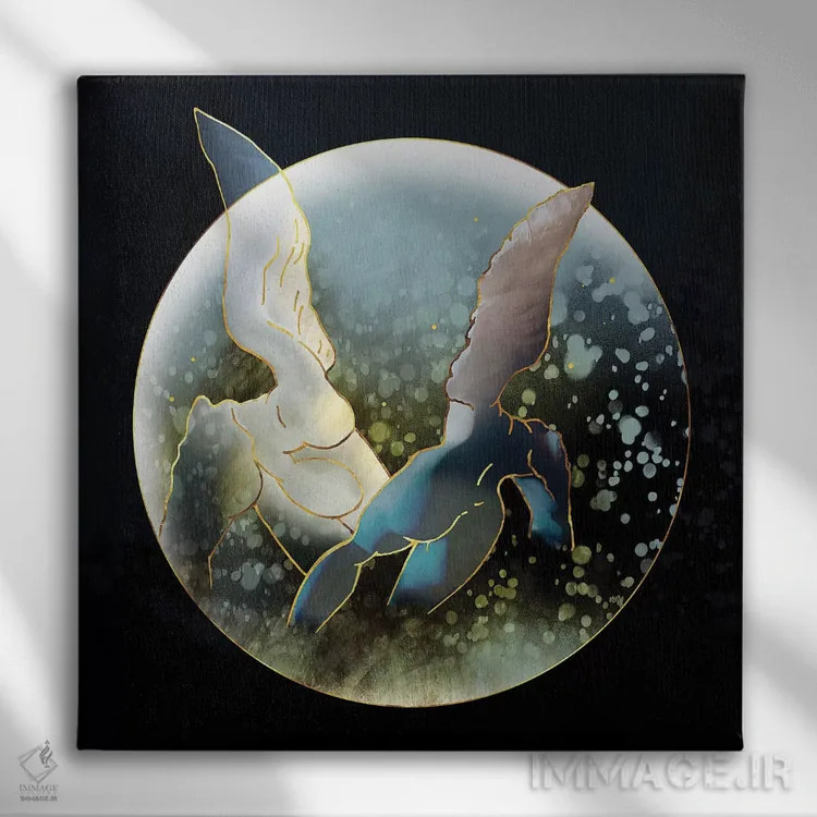 تابلو فرشتگان صعودکننده اول اثر دافنه هوراِو - نمای روبهرو روی دیوار