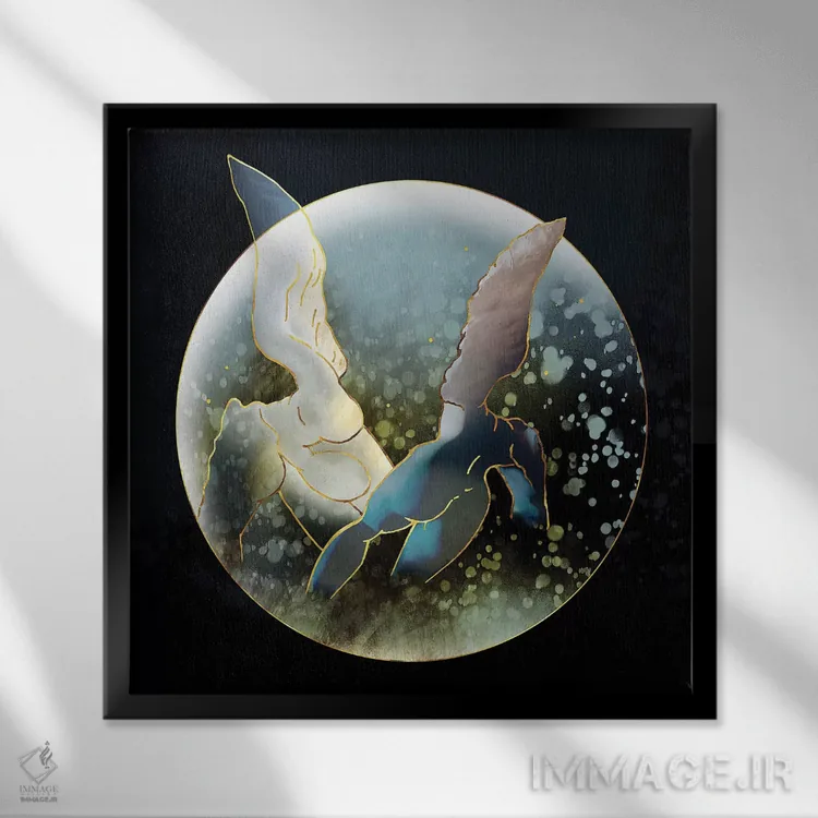 تابلو فرشتگان صعودکننده اول اثر دافنه هوراِو - نمای قابدار مشکی