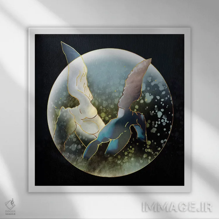 تابلو فرشتگان صعودکننده اول اثر دافنه هوراِو - نمای قابدار سفید