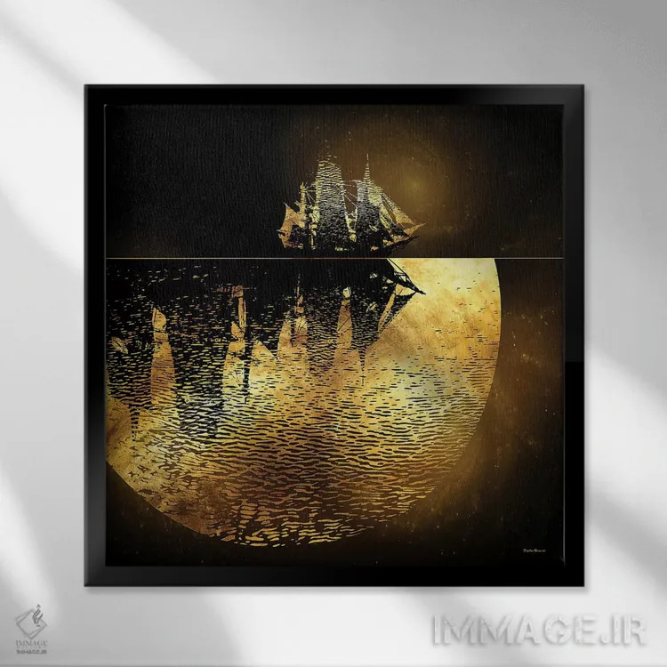 تابلو همچون کشتیهایی که در شب عبور میکنند اثر دافنه هوراِو - نمای قابدار مشکی