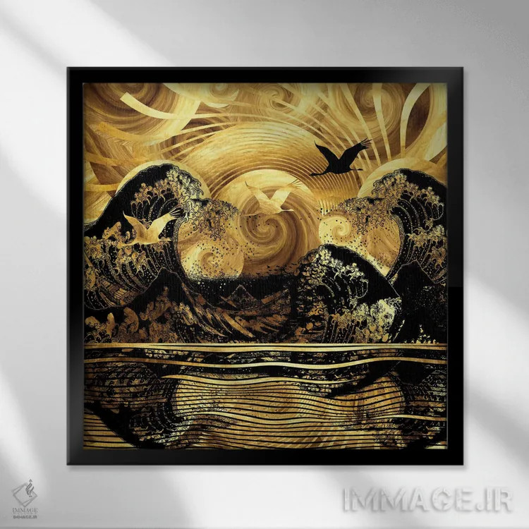 تابلو بازتاب جادویی شب پرستاره اثر دافنه هوراِو - نمای قابدار مشکی