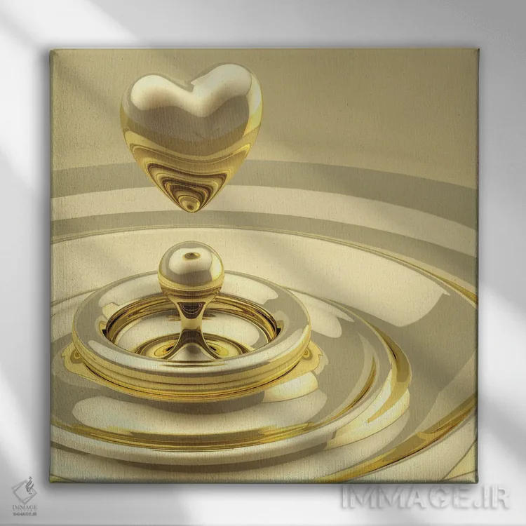 تابلو موجهای انتزاعی با قطرهای به شکل قلب اثر انبیویاف۸۹ - نمای روبهرو روی دیوار