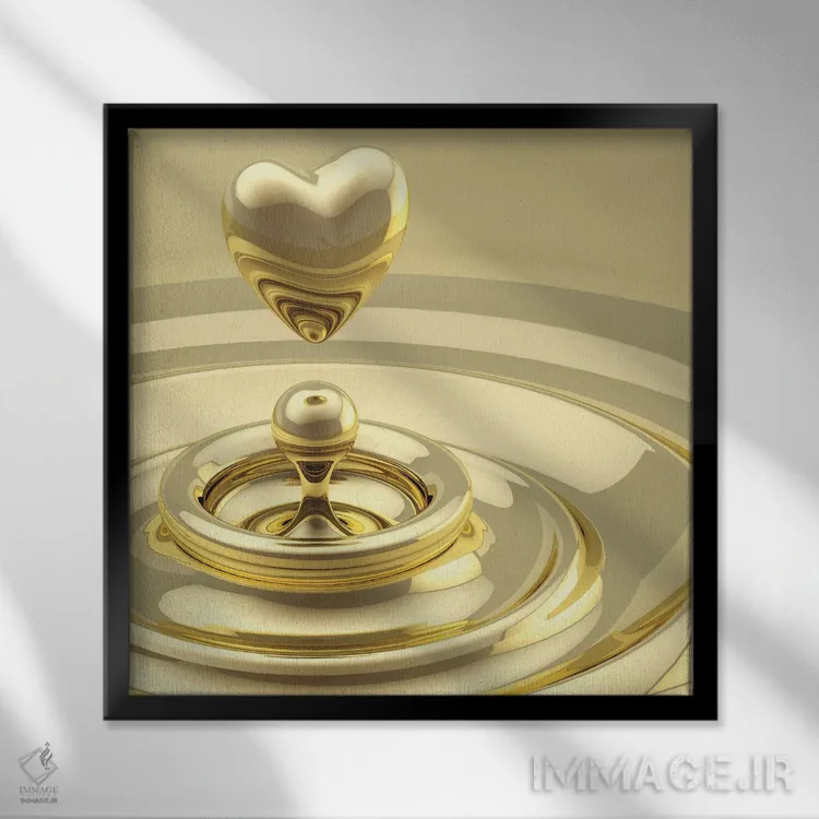 تابلو موجهای انتزاعی با قطرهای به شکل قلب اثر انبیویاف۸۹ - نمای قابدار مشکی
