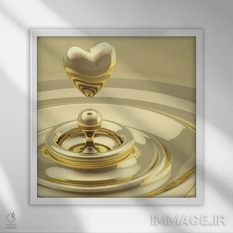 تابلو موجهای انتزاعی با قطرهای به شکل قلب اثر انبیویاف۸۹ - نمای قابدار سفید