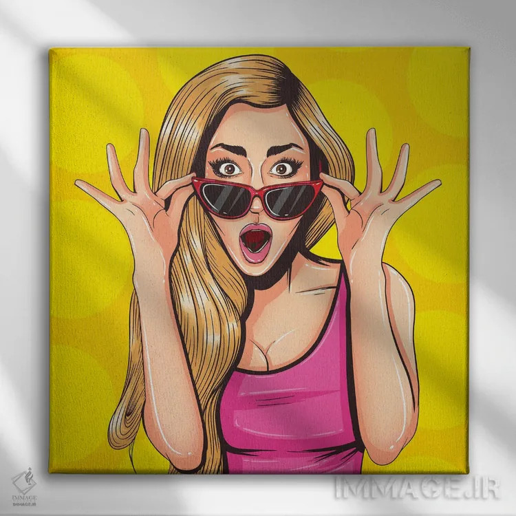 تابلو پوستر تبلیغاتی پاپ آرت قدیمی - دختر زیبای سردرگم اثر دپوزیت فوتوز (سایت بانک تصویر) - نمای روبهرو روی دیوار