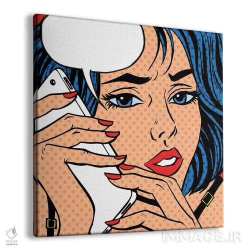 تابلو دختر تلفنی پاپ آرت (کمیک قدیمی) اثر دپوزیت فوتوز (سایت بانک تصویر) - نمای پرسپکتیو محصول