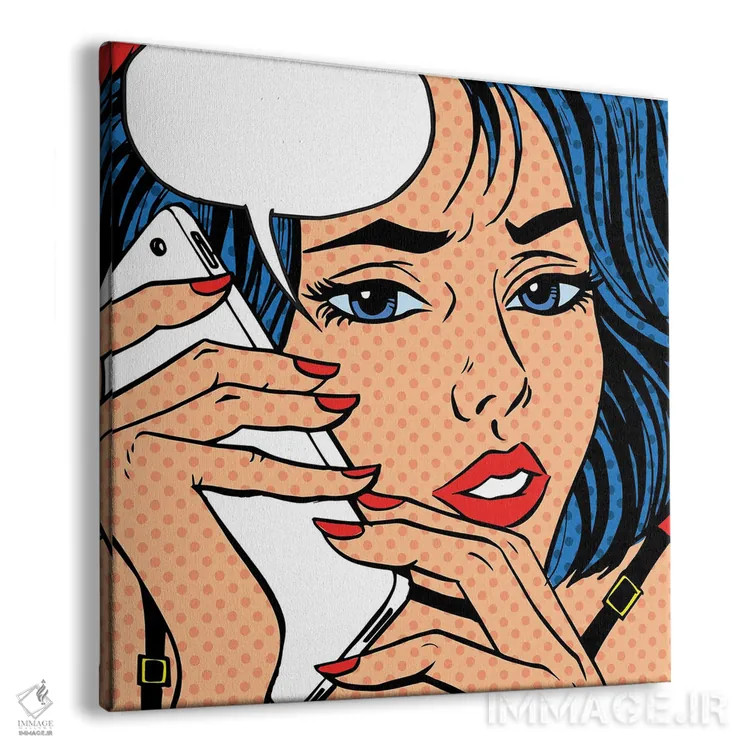 تابلو دختر تلفنی پاپ آرت (کمیک قدیمی) اثر دپوزیت فوتوز (سایت بانک تصویر) - نمای پرسپکتیو محصول