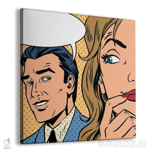 تابلو مرد تماسگیرنده با زن - سبک رترو کمیک پاپ آرت (قدیمی) اثر دپوزیت فوتوز (سایت بانک تصویر) - نمای پرسپکتیو محصول