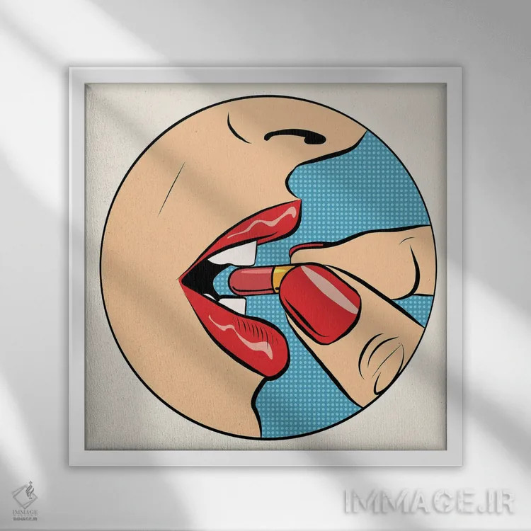 تابلو قرص خوردن اثر دپوزیت فوتوز (سایت بانک تصویر) - نمای قابدار سفید